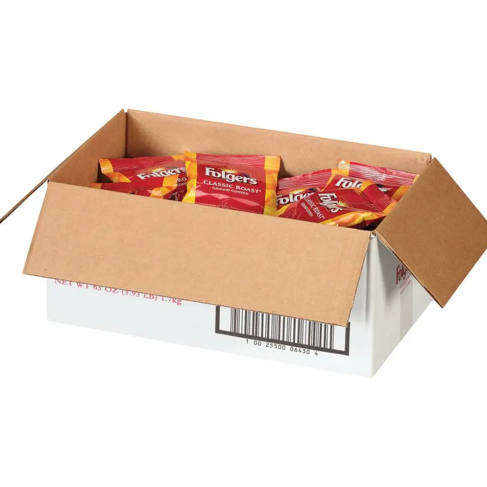 Folgers Coffee, Fraction Pack, Classic Roast, Medium Roast, Packet Makes 6 Cups, 42/Carton