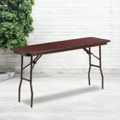 Frankie 5-Foot Mahogany Melamine Laminate Folding Training Table