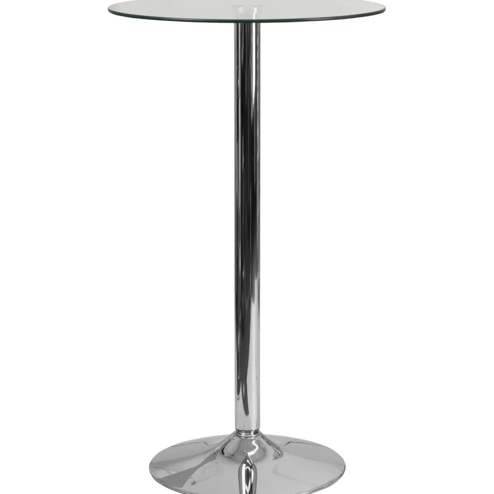 Fredrick 23.75'' Round Glass Table with 41.75''H Chrome Base
