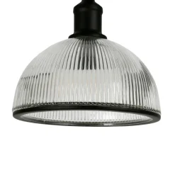 Frenkel 58" Tall Floor Lamp with Ribbed Glass Shade in Blackened Bronze/Clear