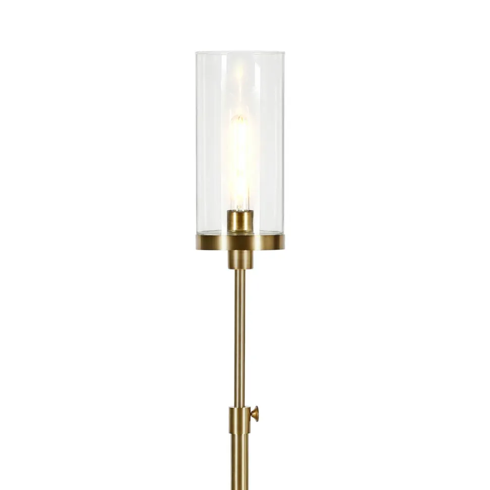Frieda 66" Tall Floor Lamp with Glass Shade in Brass/Clear