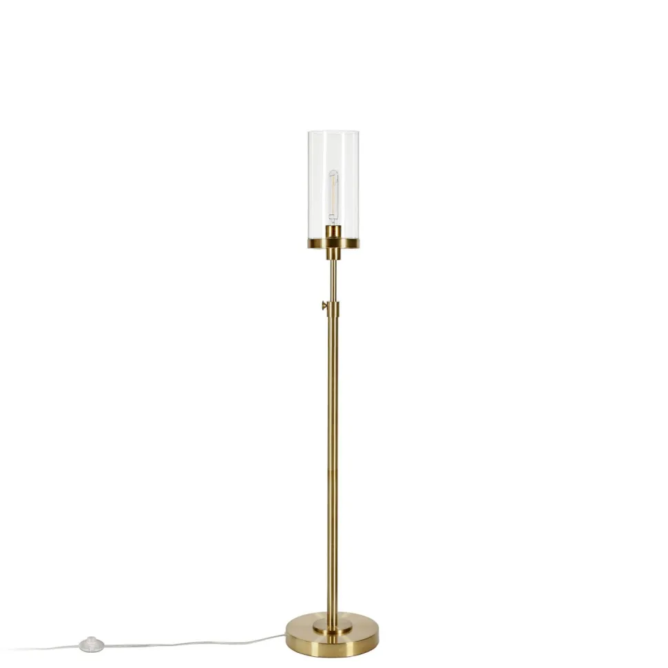 Frieda 66" Tall Floor Lamp with Glass Shade in Brass/Clear