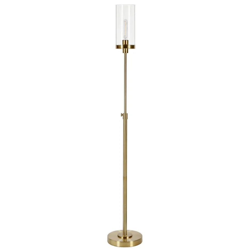 Frieda 66" Tall Floor Lamp with Glass Shade in Brass/Clear