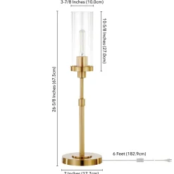 Frieda 26.68" Tall Table Lamp with Glass Shade in Brass/Clear