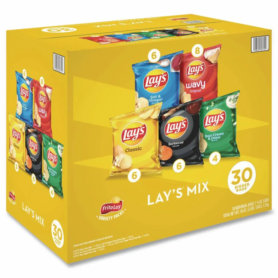 Frito-Lay Potato Chip Variety Mix, Assorted Flavors, 1.5 oz Bag, 30 Bags/Carton