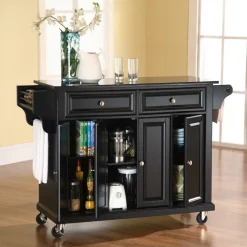 Full Size Granite Top Kitchen Cart