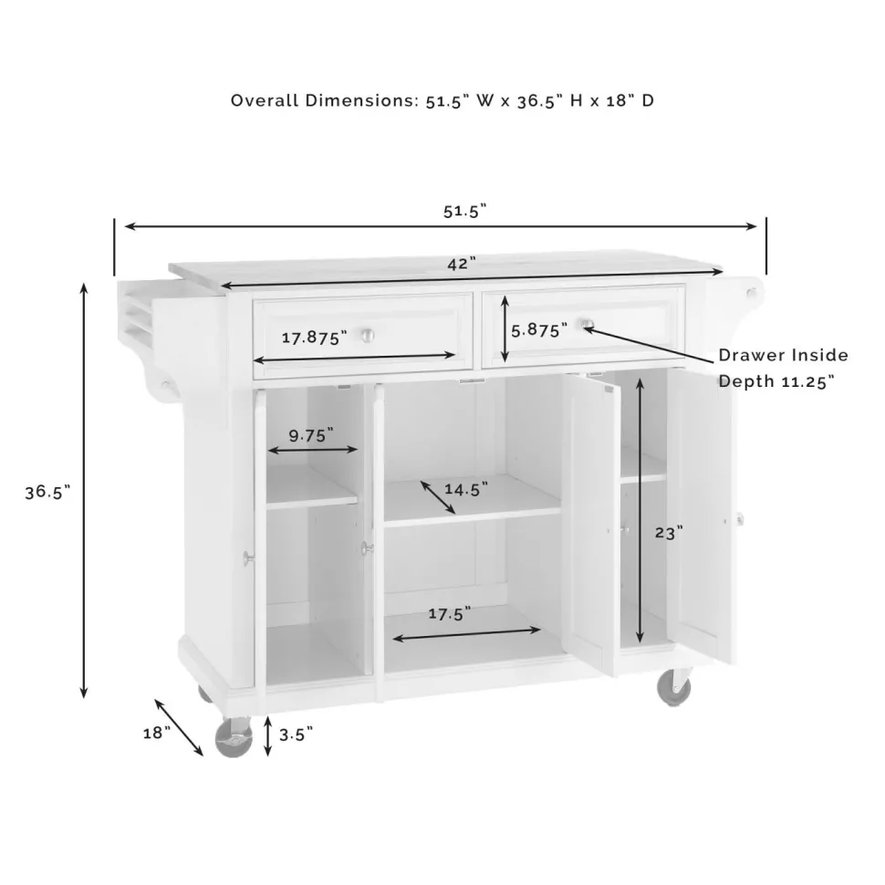 Full Size Wood Top Kitchen Cart