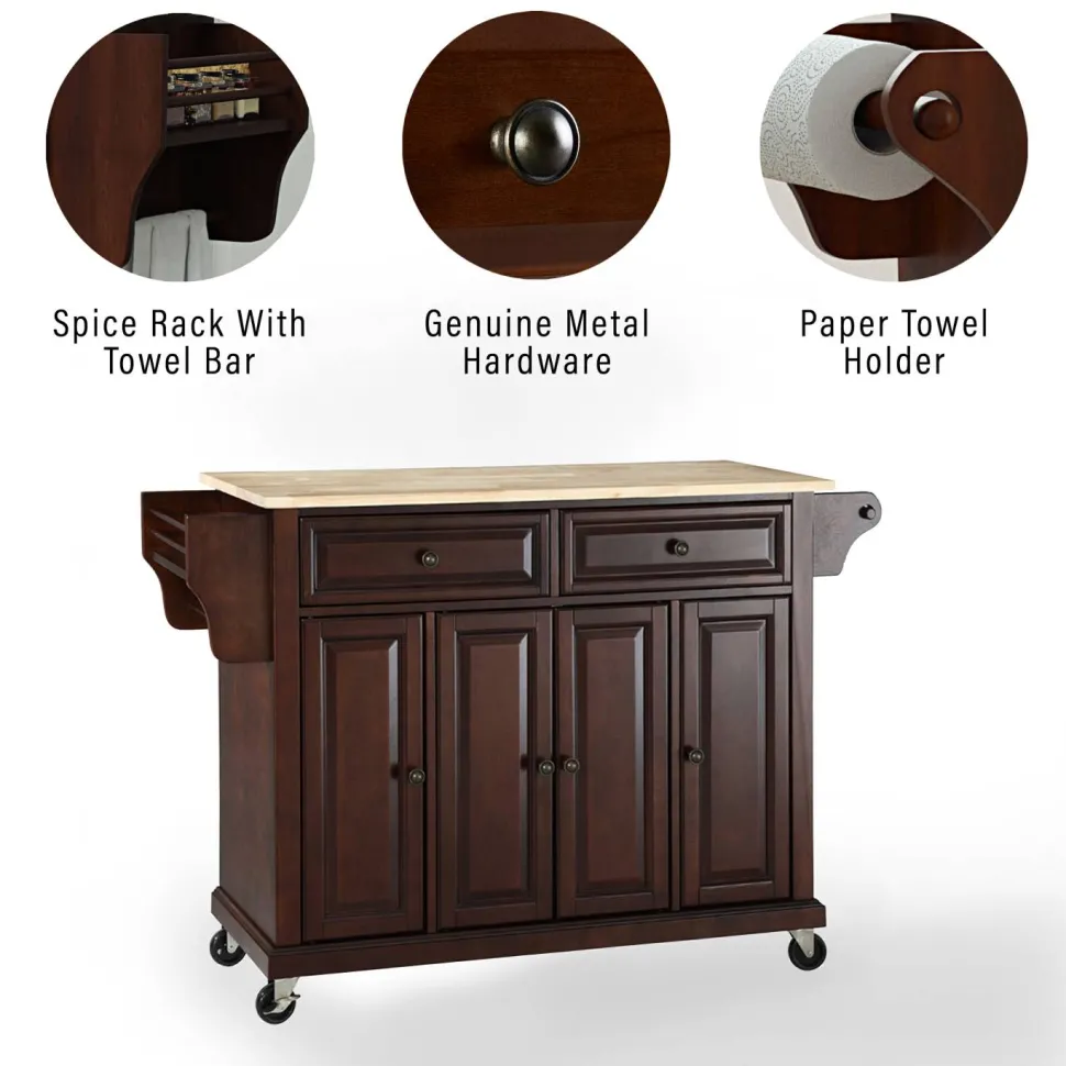 Full Size Wood Top Kitchen Cart