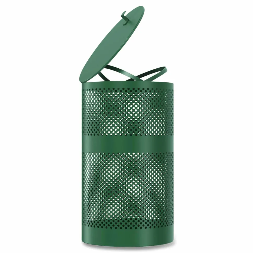 Furloo 13 Gallon Heavy-Duty Outdoor Pet Waste Trash Can with Lid, Top Door, Green