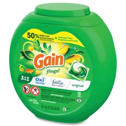 Gain Flings Detergent Pods, Gain Original Scent, 76 Pods/Tub, 4 Tubs/Carton