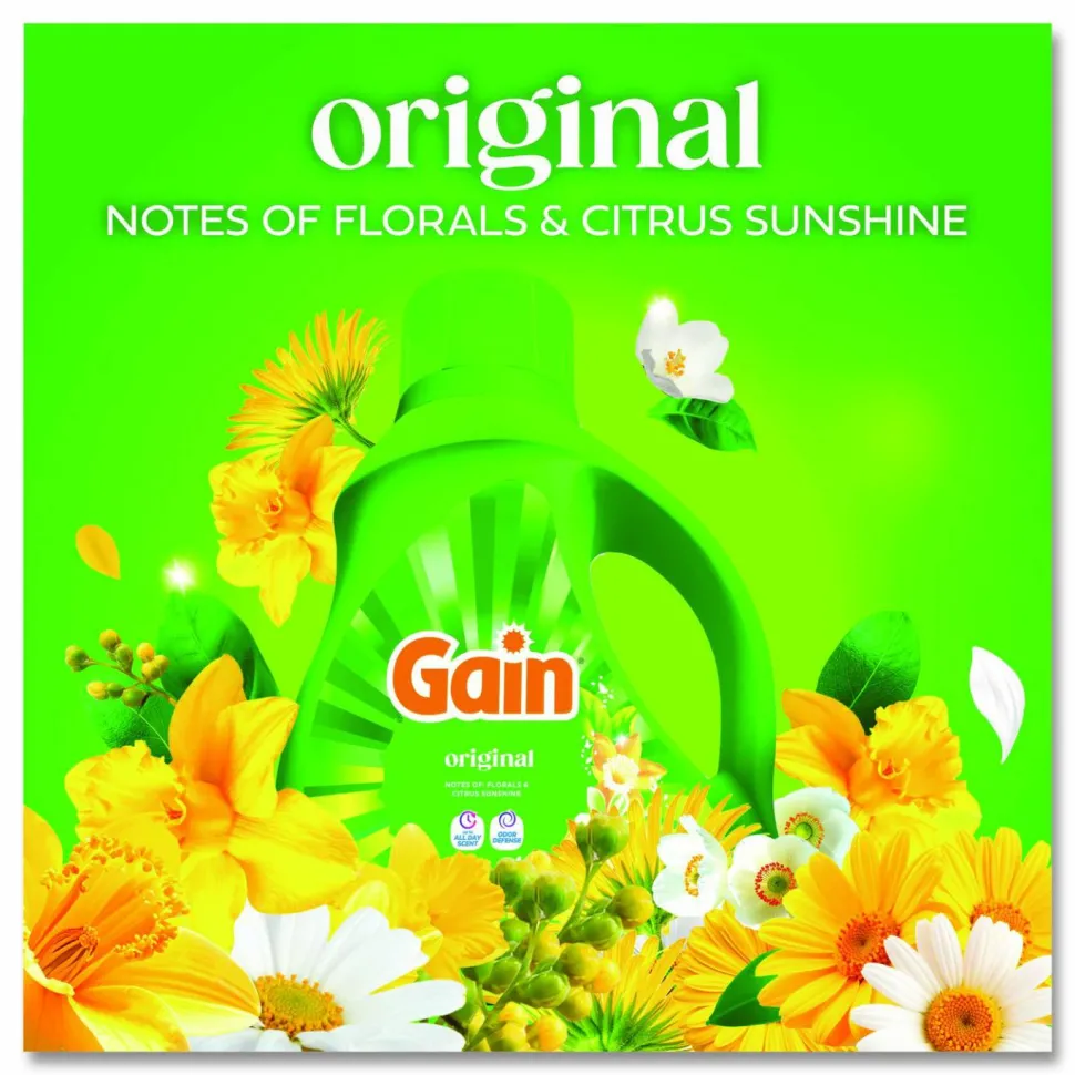 Gain Liquid Laundry Detergent, Gain Original Scent, 81 oz Pour Bottle, 4/Carton