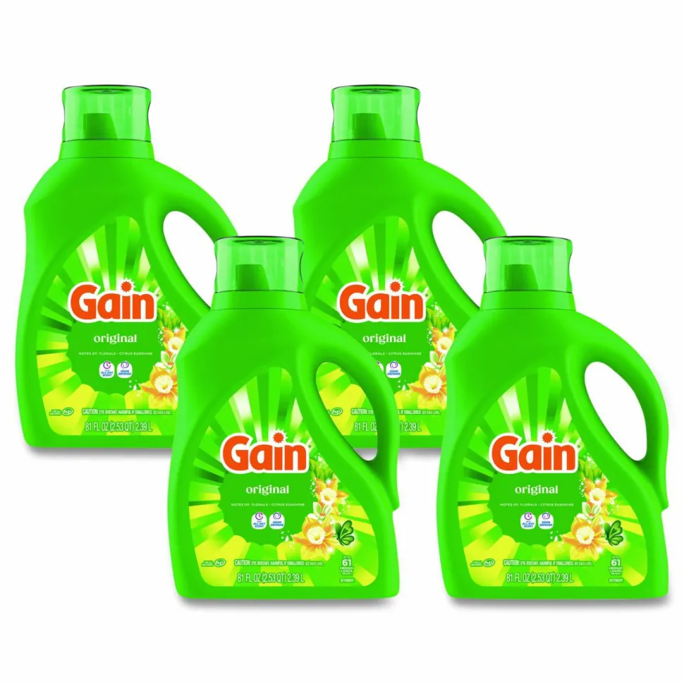 Gain Liquid Laundry Detergent, Gain Original Scent, 81 oz Pour Bottle, 4/Carton