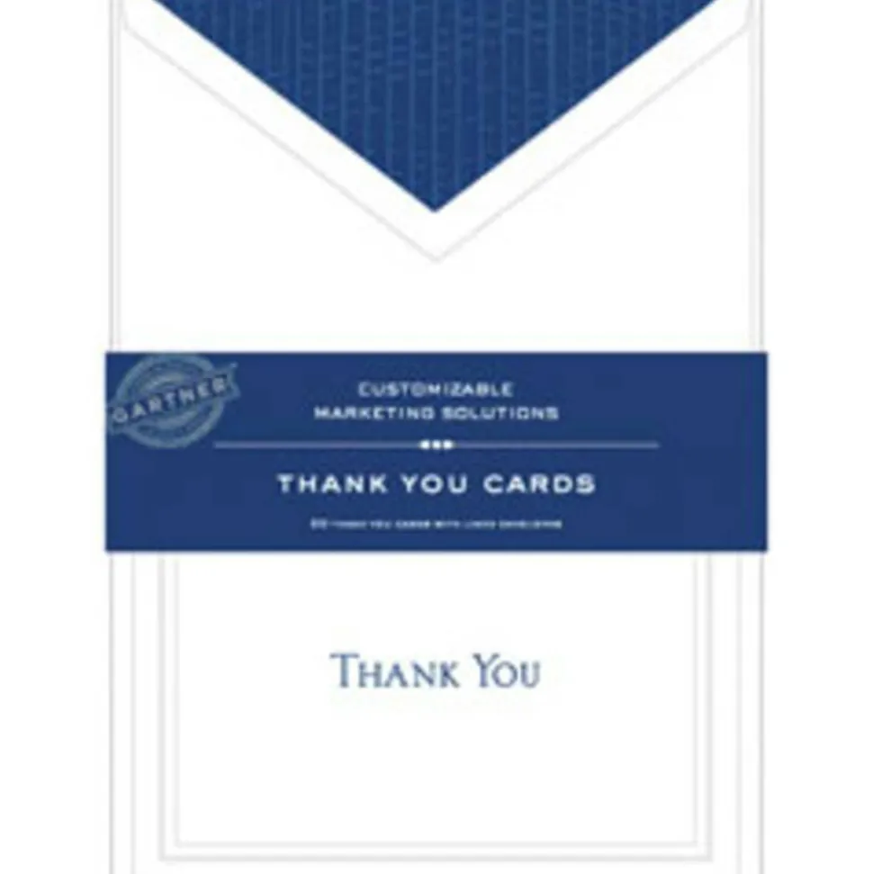 Gartner Studios Thank You Cards, 5 1/4" x 3 3/4", White With Blue Accents, Pack Of 20