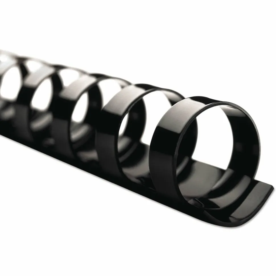 GBC CombBind Standard Spines for 11 x 8.5 Documents, 19 Rings, 0.25" (25-Sheet) Capacity, Black, 100/Box