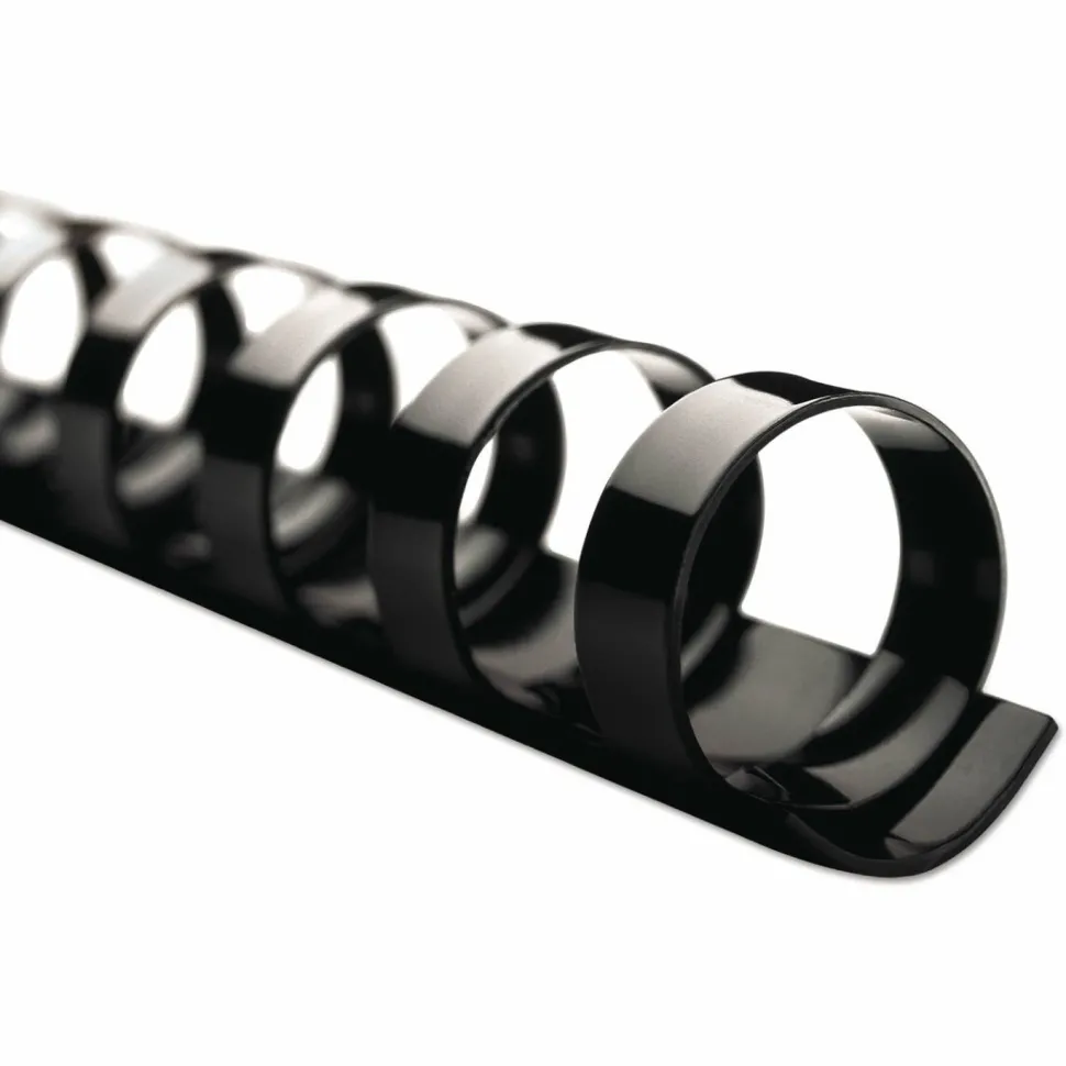 GBC CombBind Standard Spines for 11 x 8.5 Documents, 19 Rings, 0.5" (90-Sheet) Capacity, Black, 100/Box