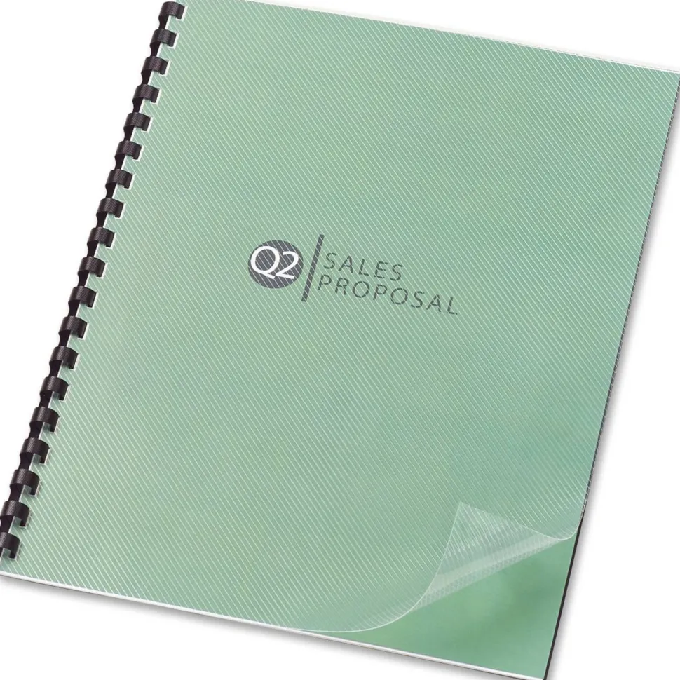 GBC Design View Poly Presentation Covers for Binding Systems, Lined Pattern, Plastic, Square Corners, 11 x 8.5, Clear, 25/Pack