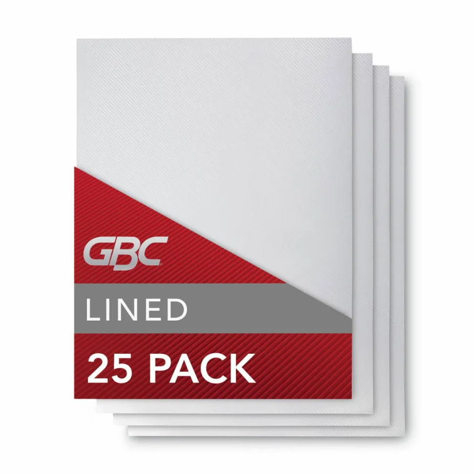 GBC Design View Poly Presentation Covers for Binding Systems, Lined Pattern, Plastic, Square Corners, 11 x 8.5, Clear, 25/Pack