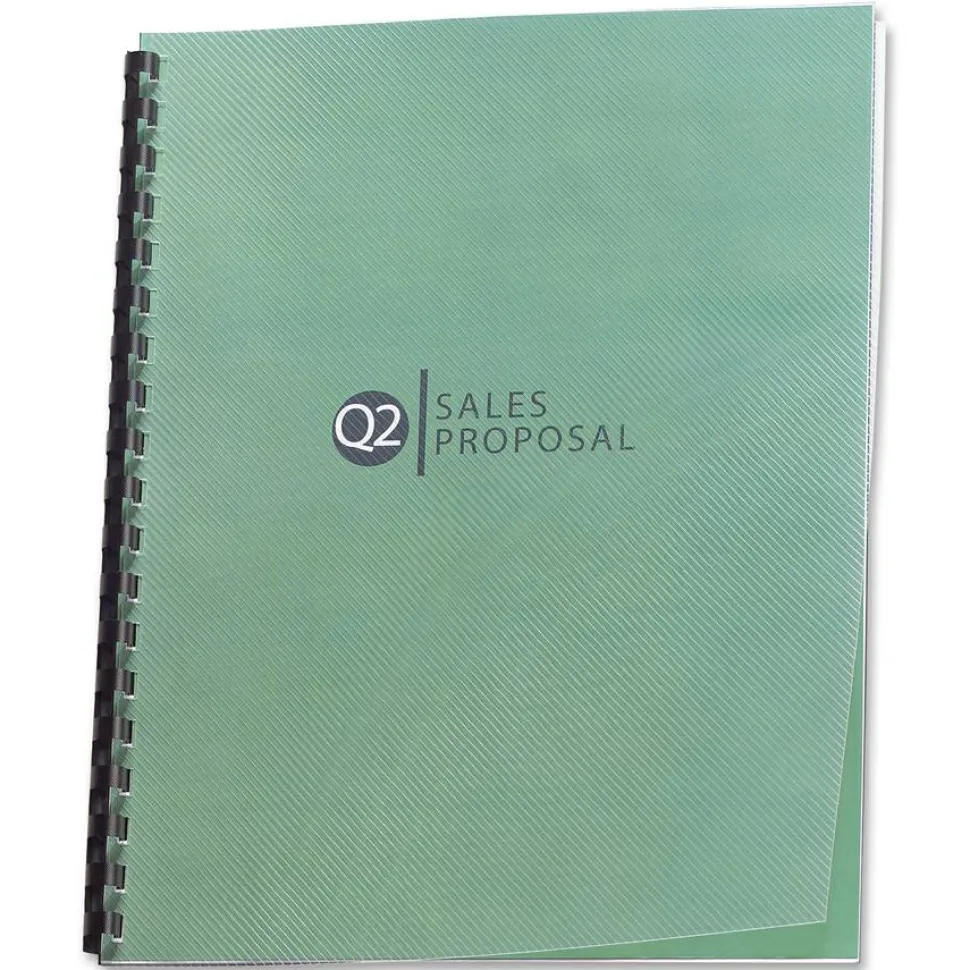 GBC Design View Poly Presentation Covers for Binding Systems, Lined Pattern, Plastic, Square Corners, 11 x 8.5, Clear, 25/Pack