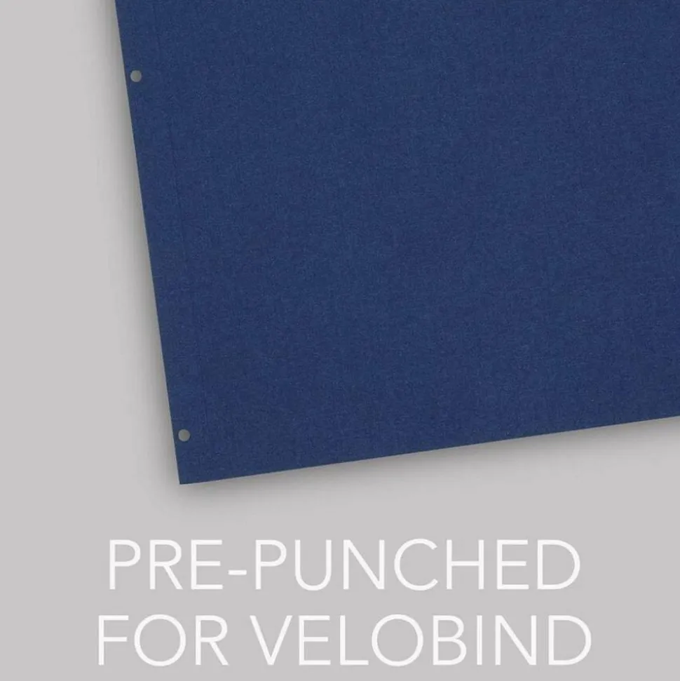 GBC Linen Textured Standard Presentation Covers for Binding Systems, Paper, Round Corners, 11.25 x 8.75, Navy, 50/Pack