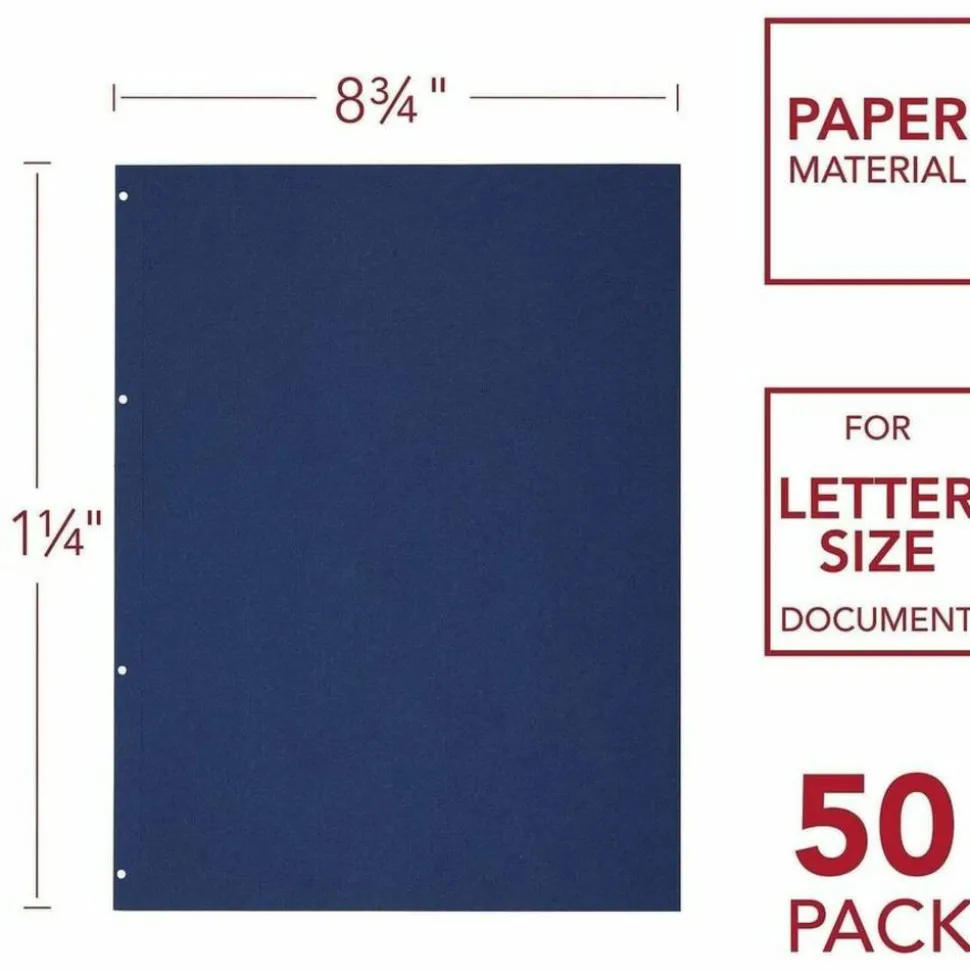 GBC Linen Textured Standard Presentation Covers for Binding Systems, Paper, Round Corners, 11.25 x 8.75, Navy, 50/Pack