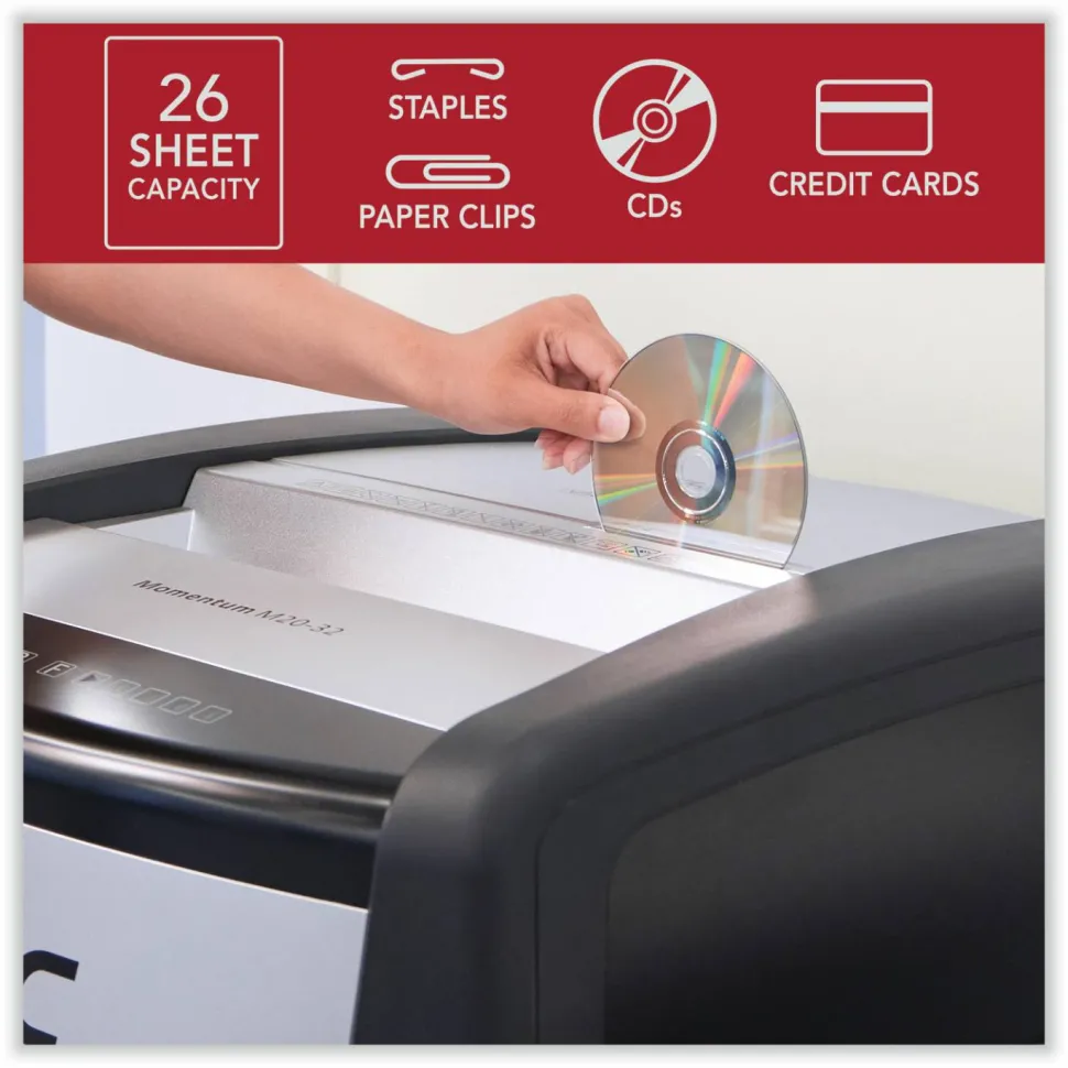 GBC Momentum X26-32 Micro-Cut P-4 Anti-Jam Shredder, 26 Manual Sheet Capacity