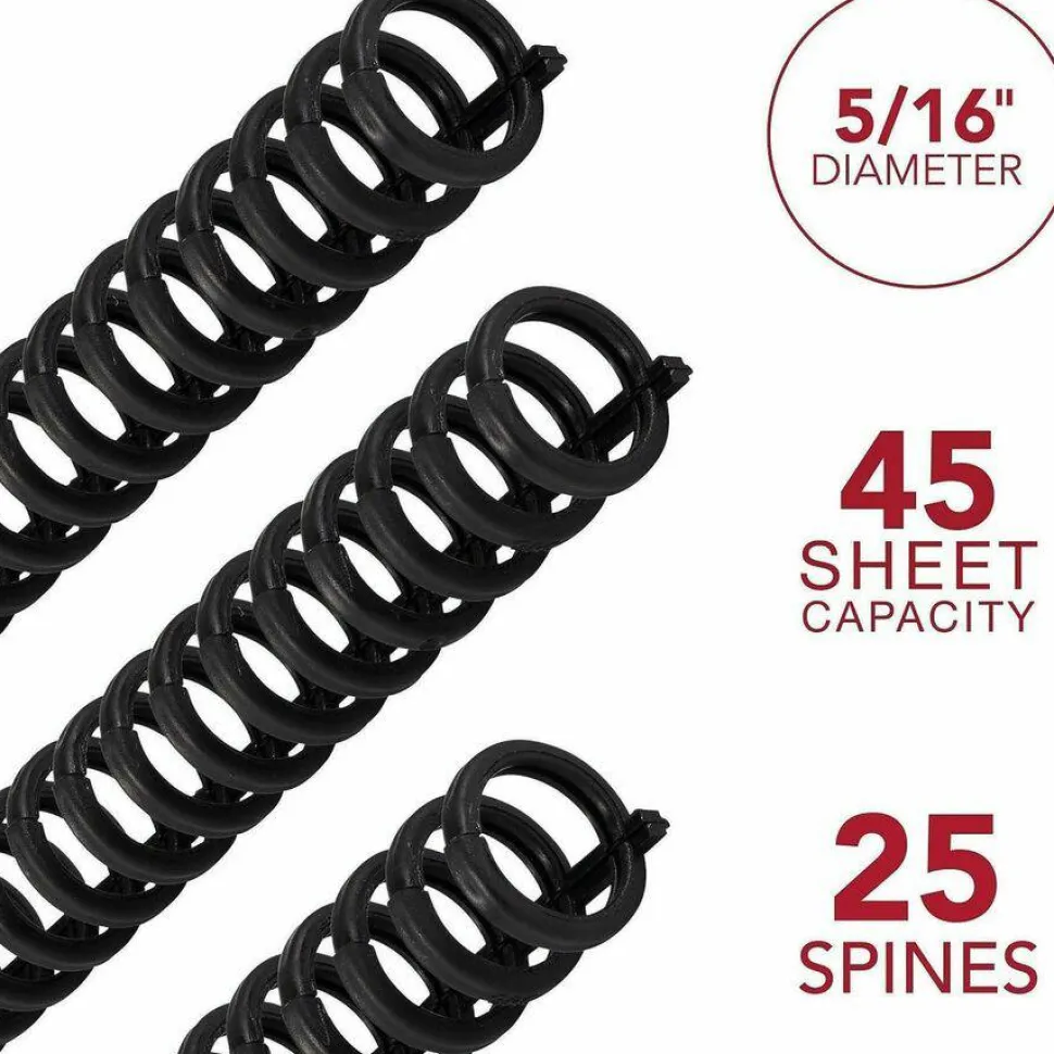 GBC ProClick Binding Spines, 5/16", 45-Sheet Capacity, Black, Pack Of 25