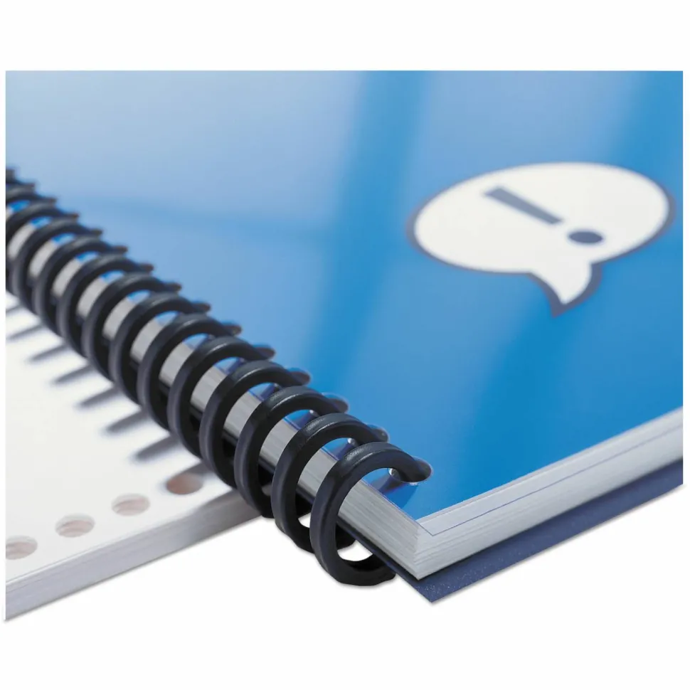 GBC ProClick Easy Edit Spines for 11 x 8.5 Documents, 32 Rings, 0.63" (110-Sheet) Capacity, Black, 100/Box