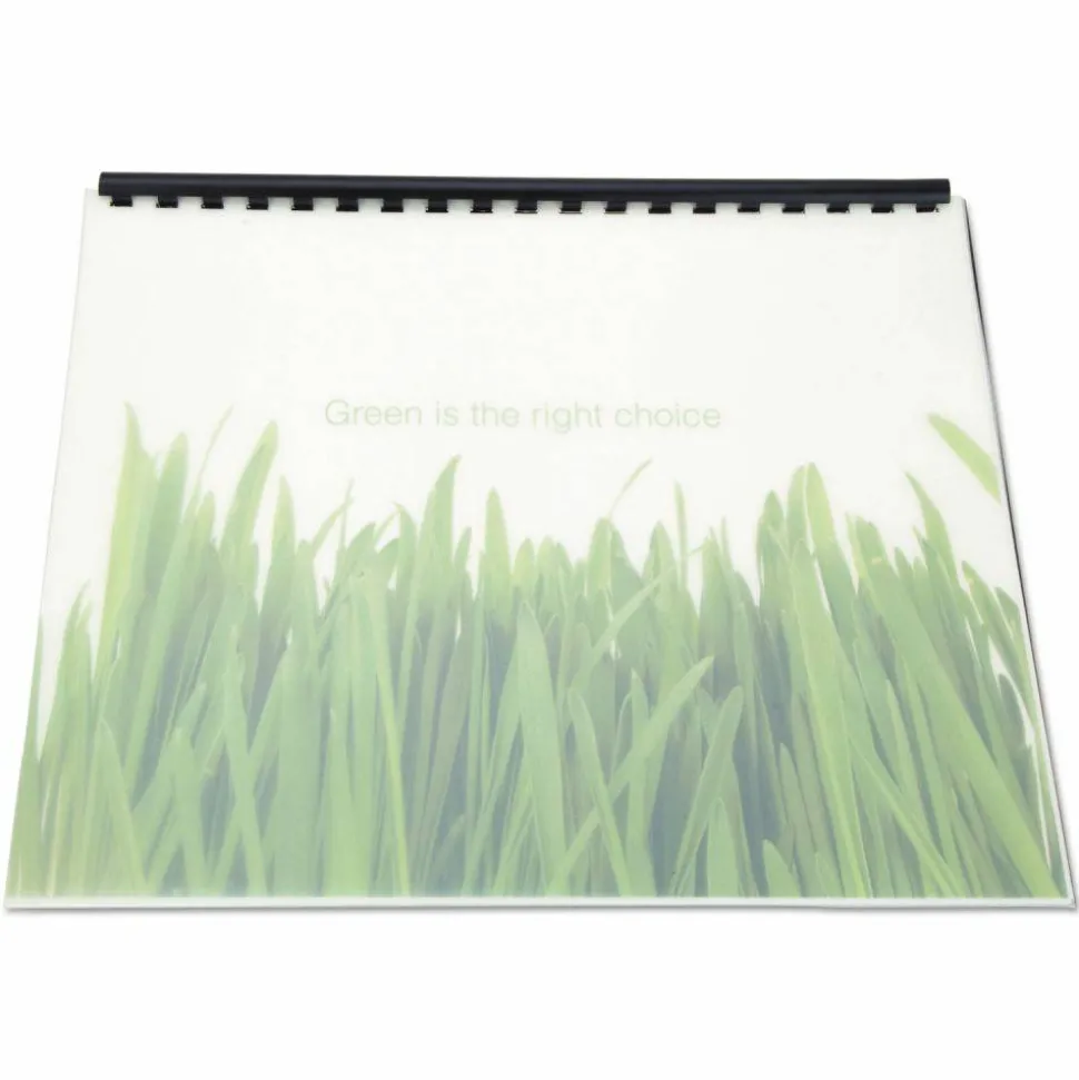 GBC 100% Recycled Poly Binding Cover, Plastic, Square Corners, 11 x 8.5, Frost, 25/Pack