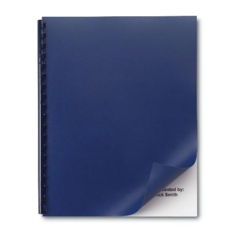 GBC Swingline Solids Plastic Back Binding Covers, 8 1/2" x 11", Navy Blue, Pack Of 50