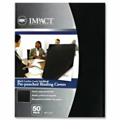 GBC VeloBind Pre-Punched Presentation Covers with Leatherlike Texture, Paper, Square Corners, 11 x 8.5, Black, 50/Pack