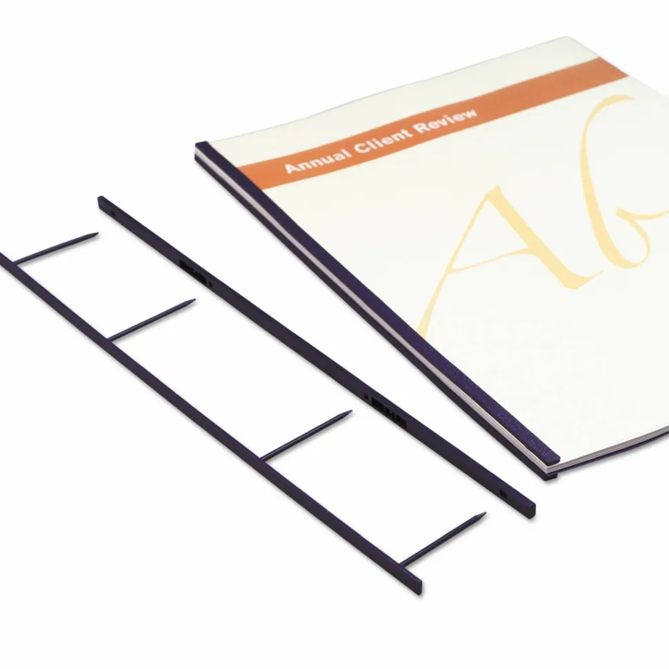 GBC VeloBind Reclosable Spines for 11 x 8.5 Documents, 4 Pins, 1.25" (200-Sheet) Capacity, Black, 25/Pack