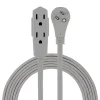 GE 3 Outlet Extension Cord, 15' Long Cord, Flat Plug, Gray, 43026
