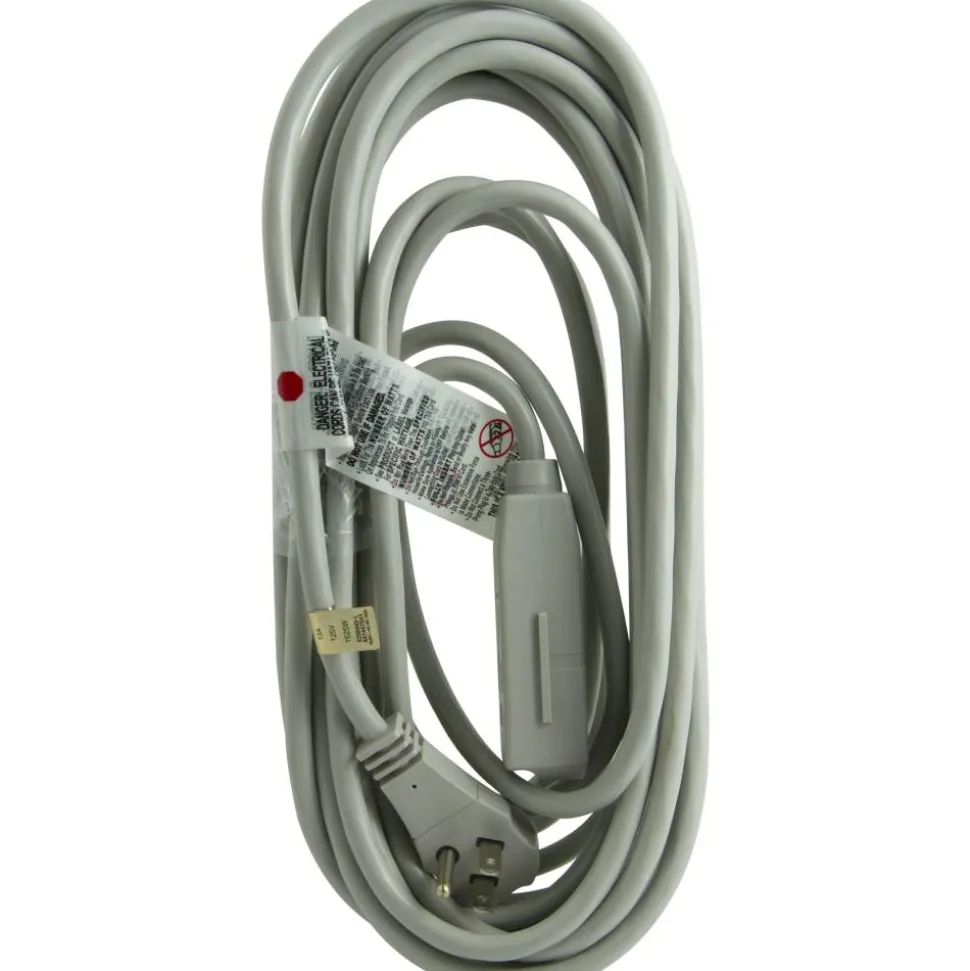 GE 3 Outlet Extension Cord, 25' Long Cord, Flat Plug, Gray, 43025