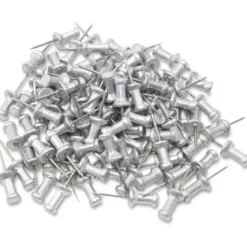 Gem Office Products Aluminum Pushpins - 0.5" Diameter - for Notice - 100 / Box - Aluminum - Plastic, Aluminum, Aluminum