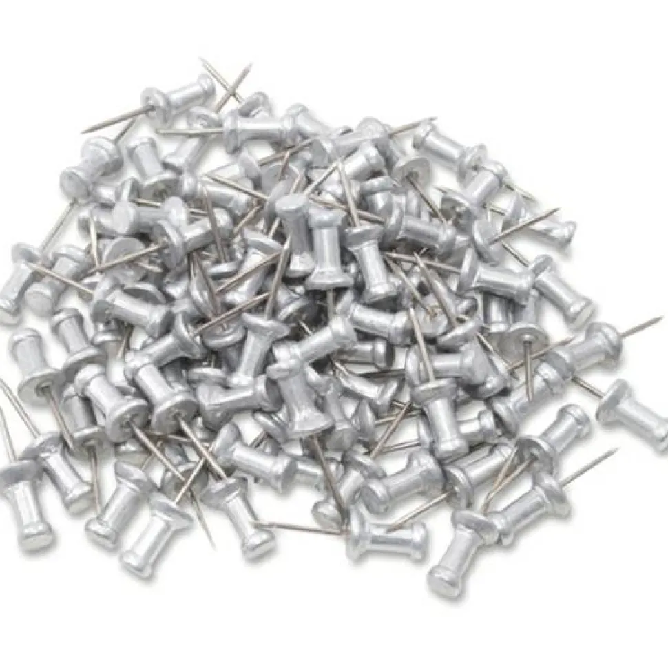 Gem Office Products Aluminum Pushpins - 0.5" Diameter - for Notice - 100 / Box - Aluminum - Plastic, Aluminum, Aluminum