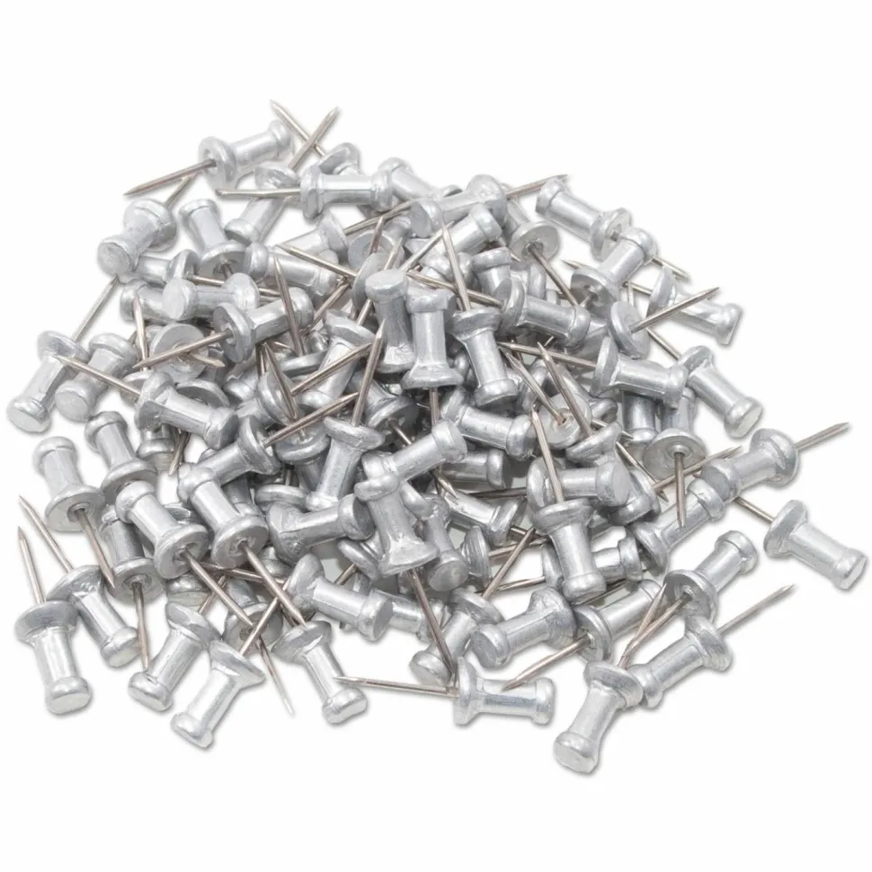 Gem Office Products Aluminum Pushpins - 0.5" Diameter - for Notice - 100 / Box - Aluminum - Plastic, Aluminum, Aluminum