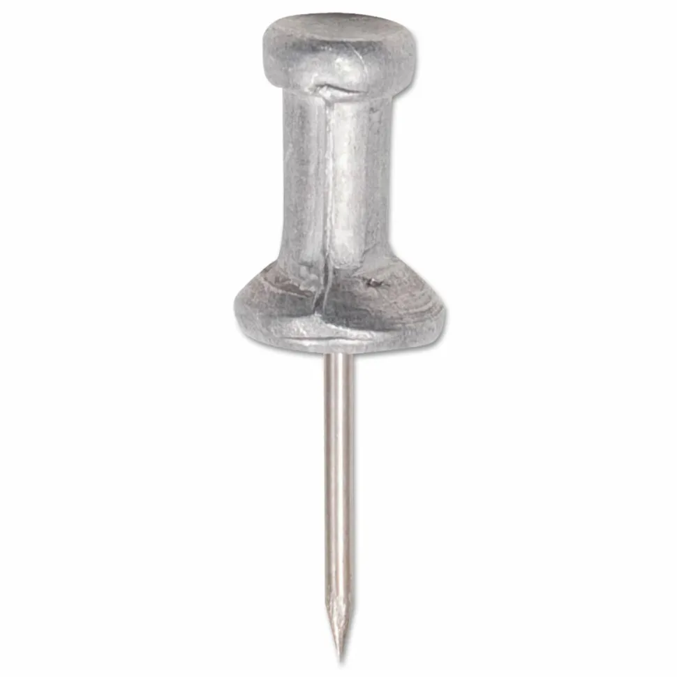Gem Office Products Aluminum Pushpins - 0.5" Diameter - for Notice - 100 / Box - Aluminum - Plastic, Aluminum, Aluminum