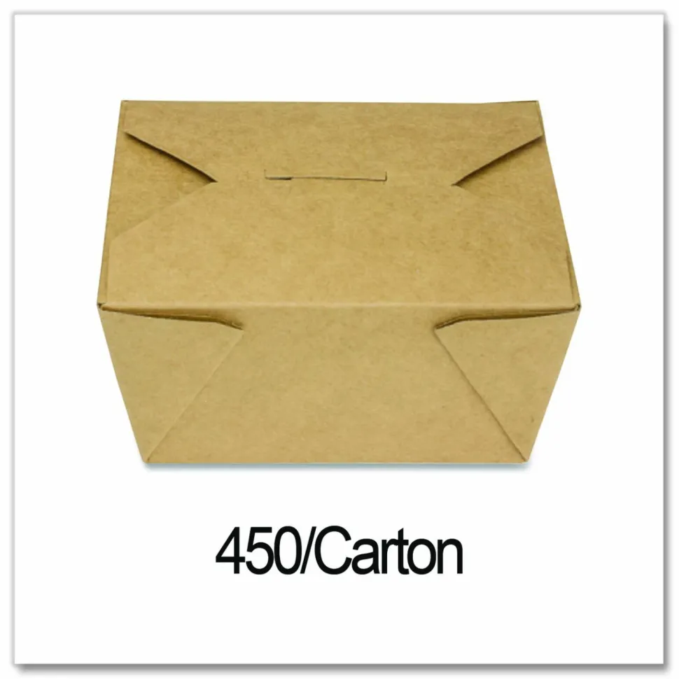 GEN Reclosable Kraft Take-Out Box, 30 oz, 5.06 x 4.27 x 2.4, Brown, Paper, 450/Carton