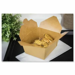 GEN Reclosable Kraft Take-Out Box, 30 oz, 5.06 x 4.27 x 2.4, Brown, Paper, 450/Carton