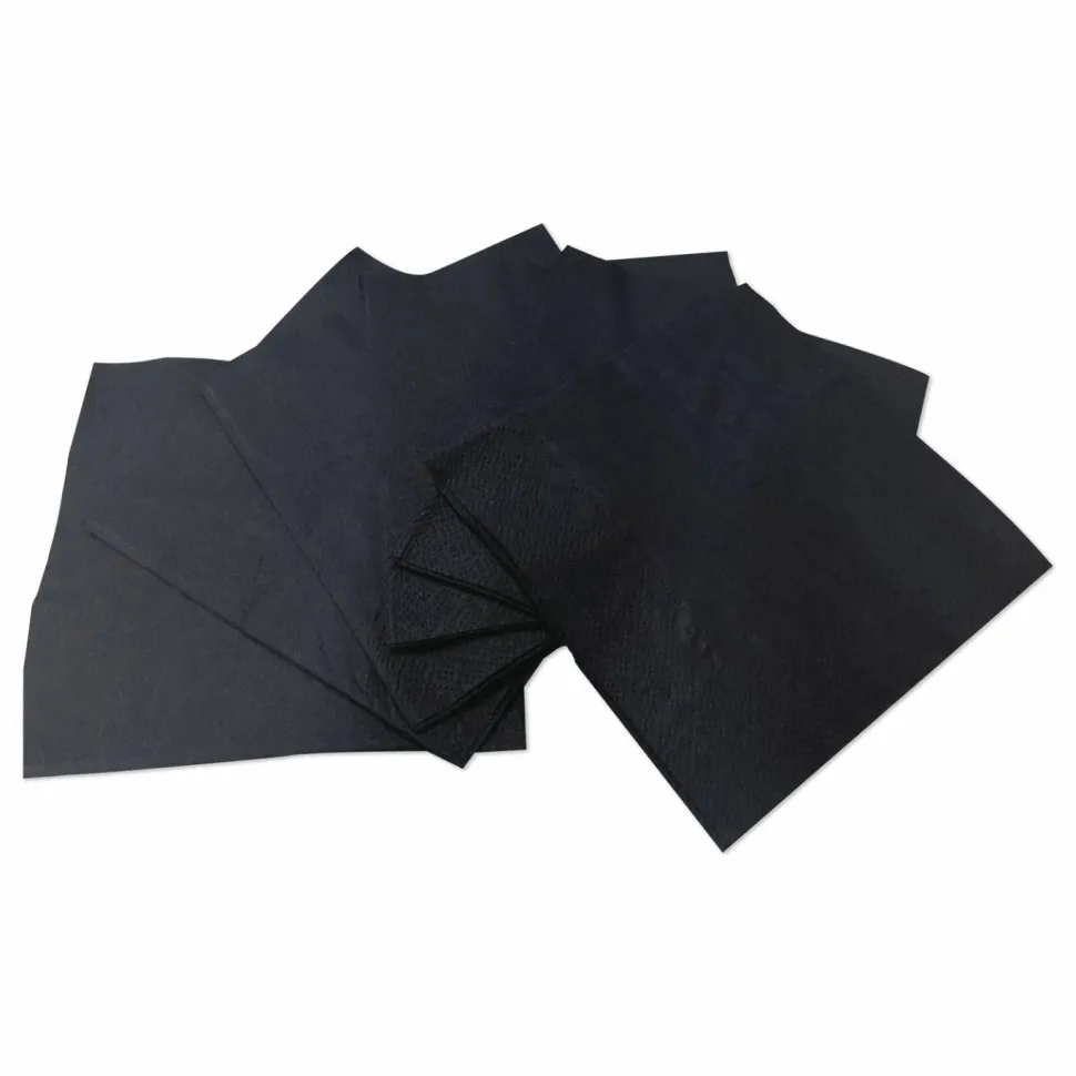 GEN Cocktail Napkins, 1-Ply, 9 x 9, Black, 4,000/Carton