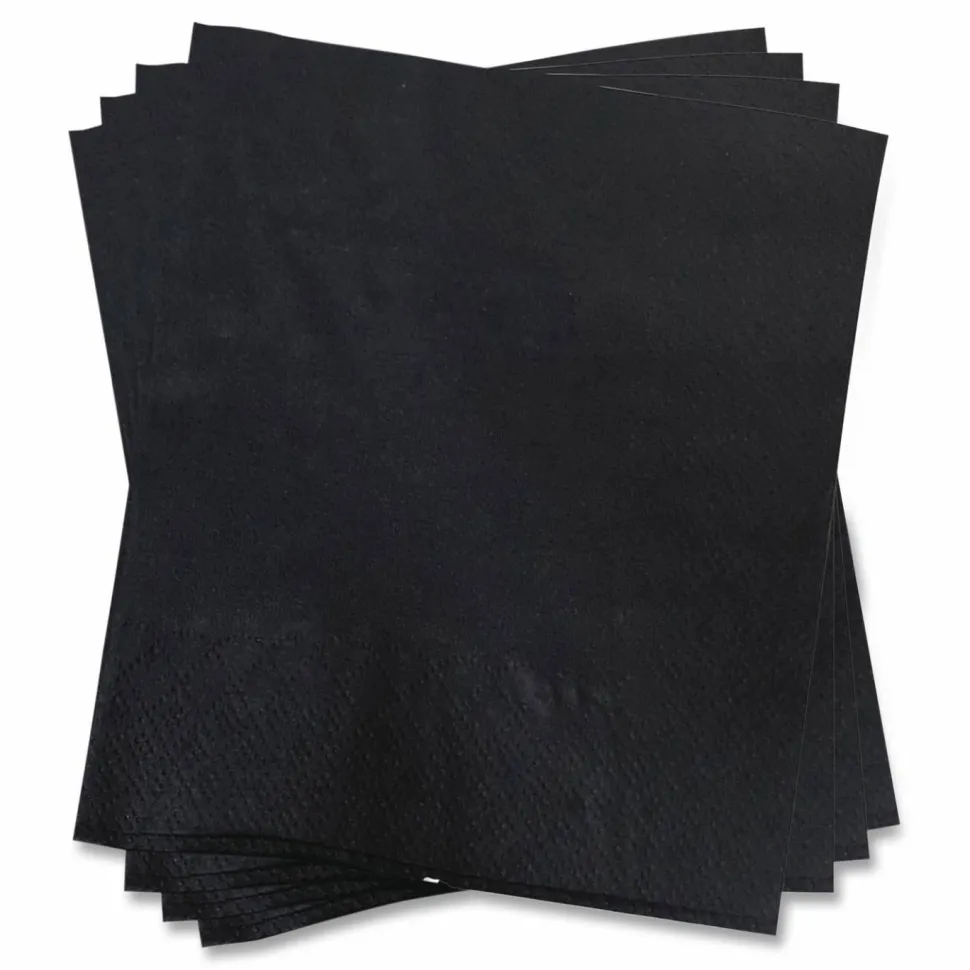 GEN Cocktail Napkins, 1-Ply, 9 x 9, Black, 4,000/Carton