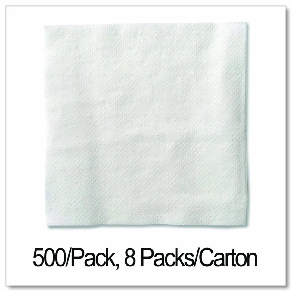 GEN Cocktail Napkins, 1-Ply, 9 x 9, White, 500/Pack, 8 Packs/Carton