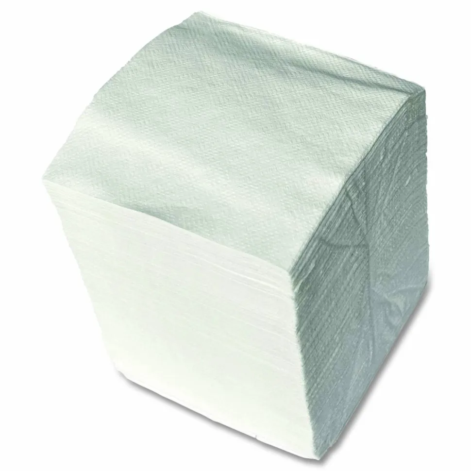 GEN Cocktail Napkins, 1-Ply, 9 x 9, White, 500/Pack, 8 Packs/Carton