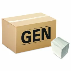 GEN Cocktail Napkins, 1-Ply, 9 x 9, White, 500/Pack, 8 Packs/Carton