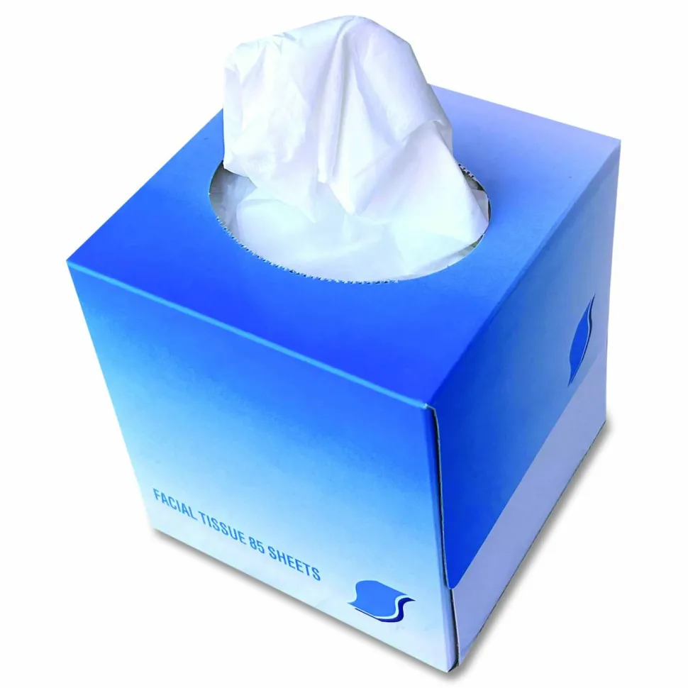 GEN Facial Tissue Cube Box, 2-Ply, White, 85 Sheets/Box, 36 Boxes/Carton