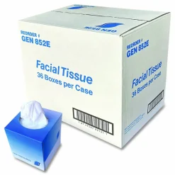 GEN Facial Tissue Cube Box, 2-Ply, White, 85 Sheets/Box, 36 Boxes/Carton