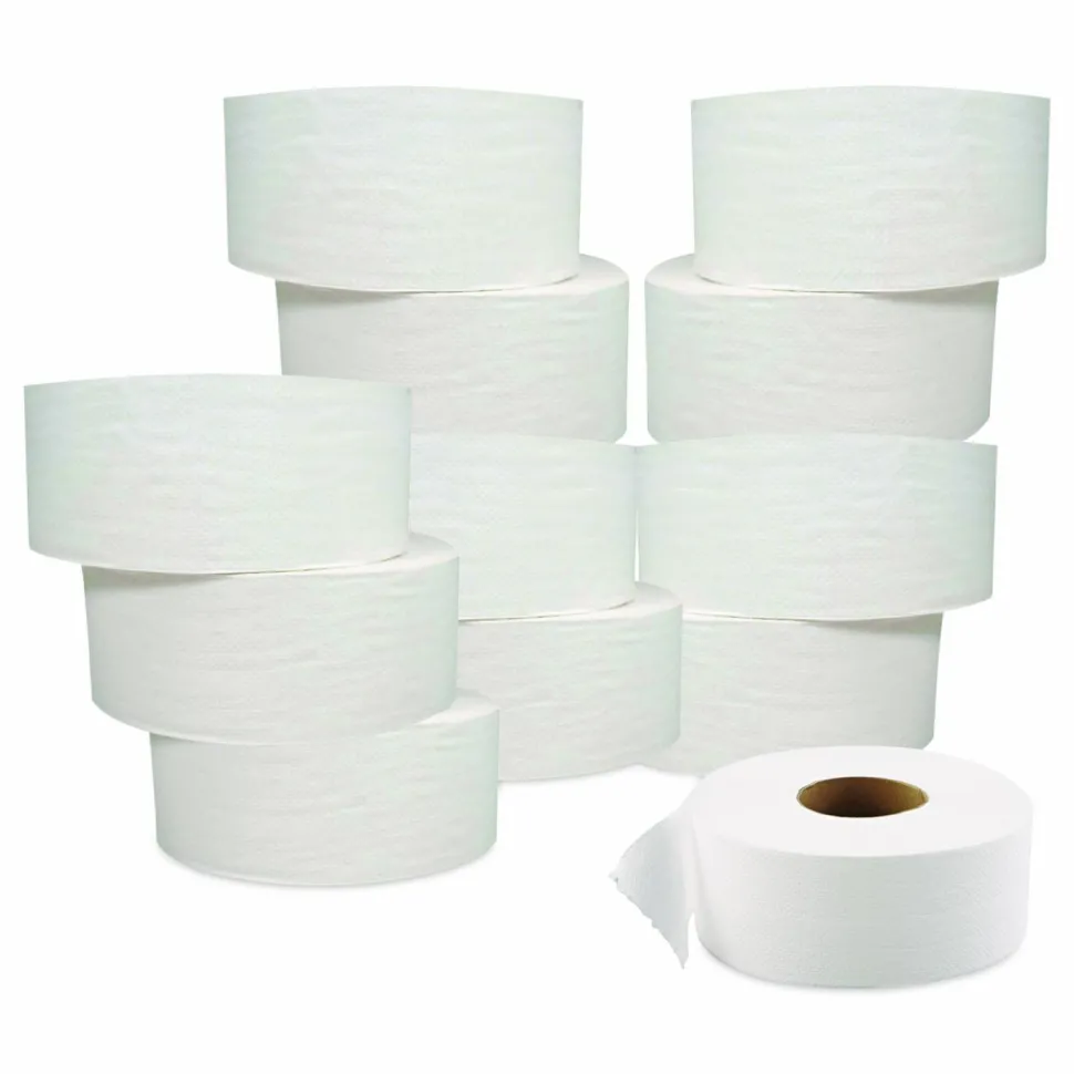 GEN JRT Jumbo Bath Tissue, Septic Safe, 2-Ply, 3.25" x 720 ft, White, 12 Rolls/Carton