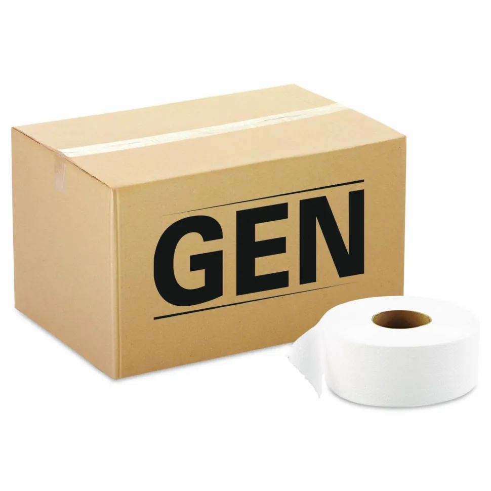 GEN JRT Jumbo Bath Tissue, Septic Safe, 2-Ply, 3.3" x 1,000 ft, White, 12 Rolls/Carton