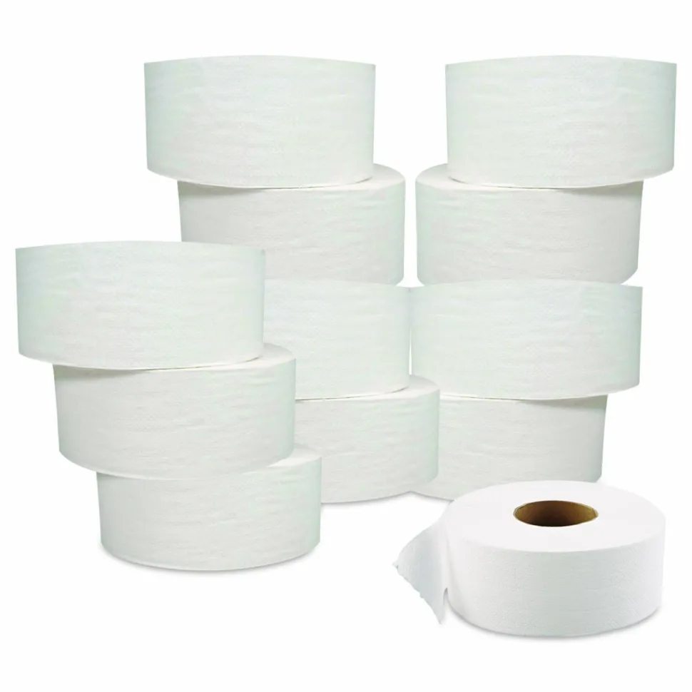 GEN JRT Jumbo-Junior Bath Tissue, 2-Ply, 3.1" x 1,000 ft, White, 12 Rolls/Carton