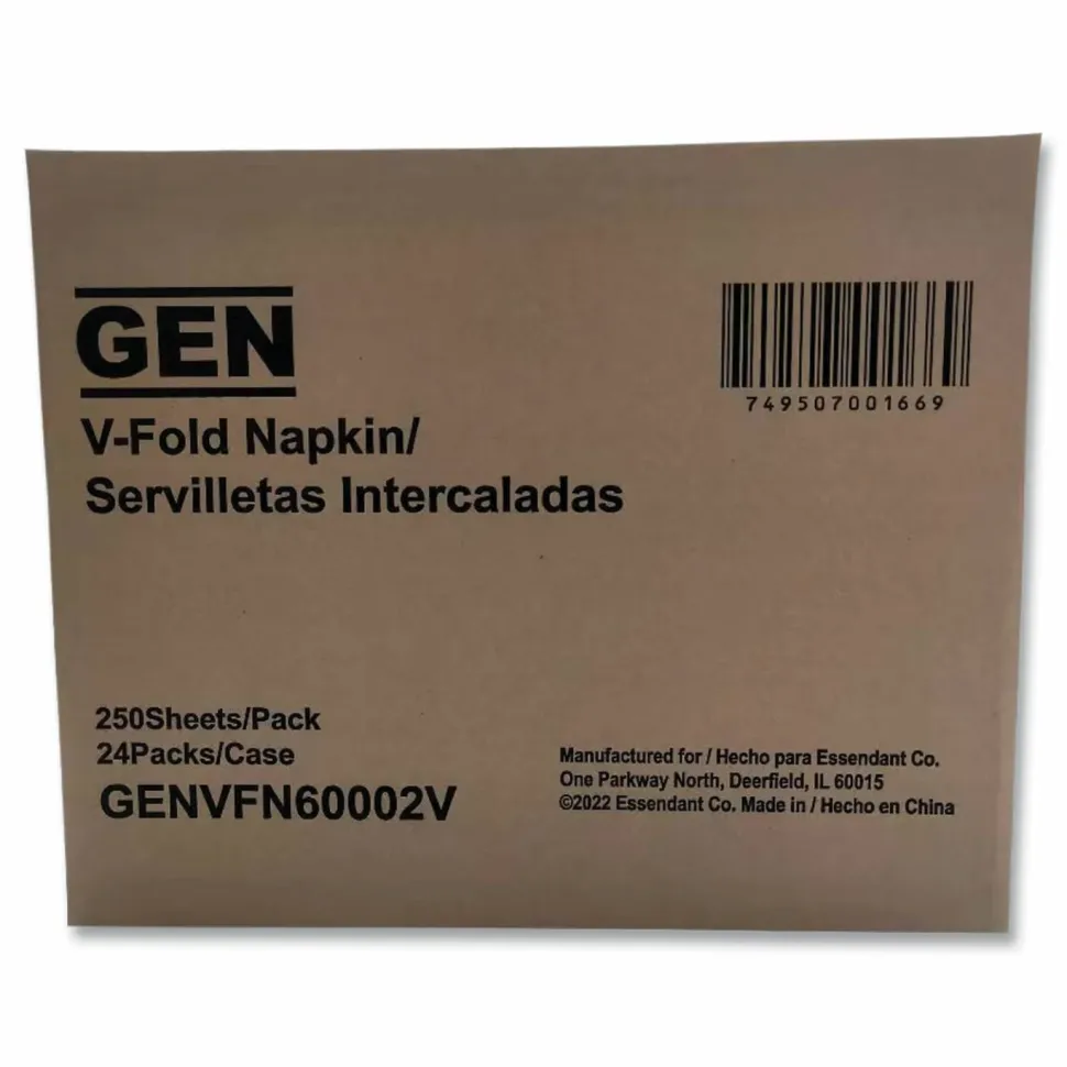 GEN Premium Interfold Pop-Up Dispenser Napkin, 2-Ply, 6.5 x 8.3, White, 250/Pack, 24 Packs/Carton